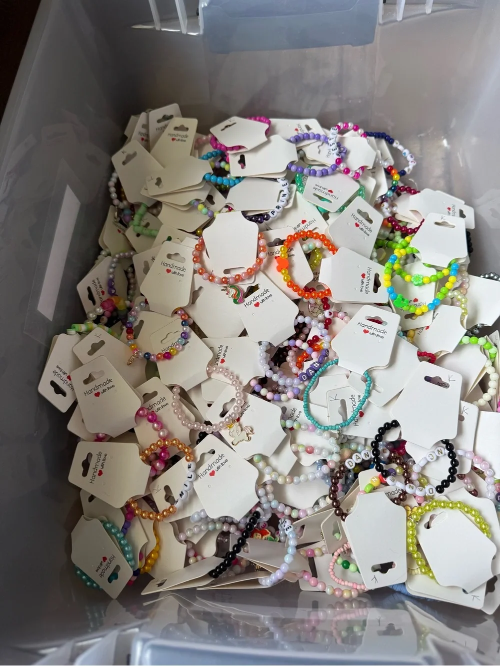 Bulk box of 100 Kids Beaded Bracelet - made by me
